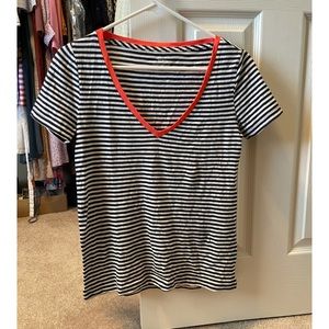 JCREW Vintage Cotton Ringer VNeck Tee Mixie Stripe
